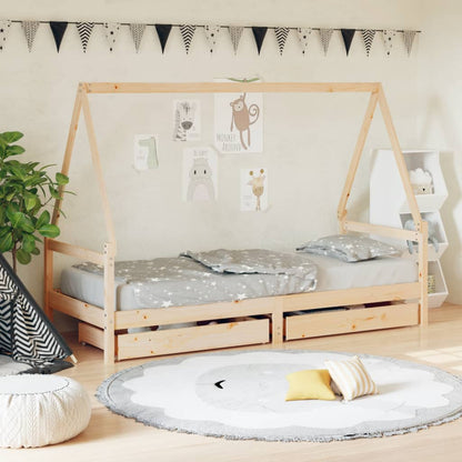 Giroletto per Bambini con Cassetti 90x190cm Legno Massello Pino - homemem39