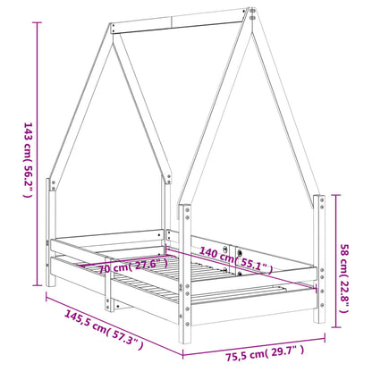 Giroletto per Bambini 70x140 cm in Legno Massello di Pino - homemem39