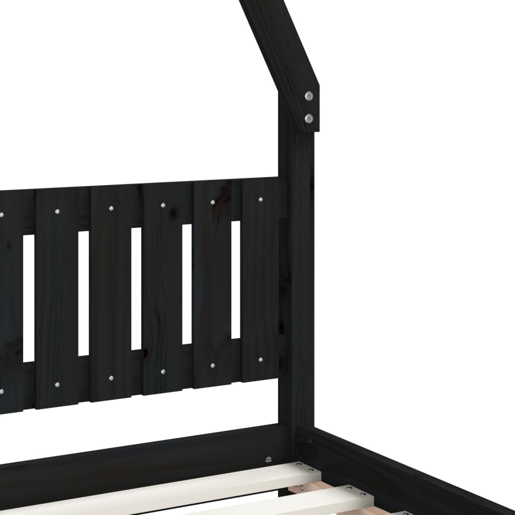 Giroletto per Bambini Nero 90x200 cm in Legno Massello di Pino - homemem39