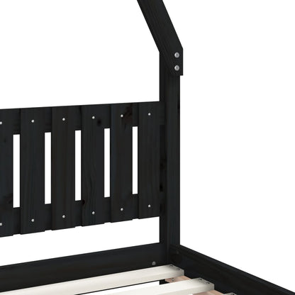 Giroletto per Bambini Nero 90x200 cm in Legno Massello di Pino - homemem39