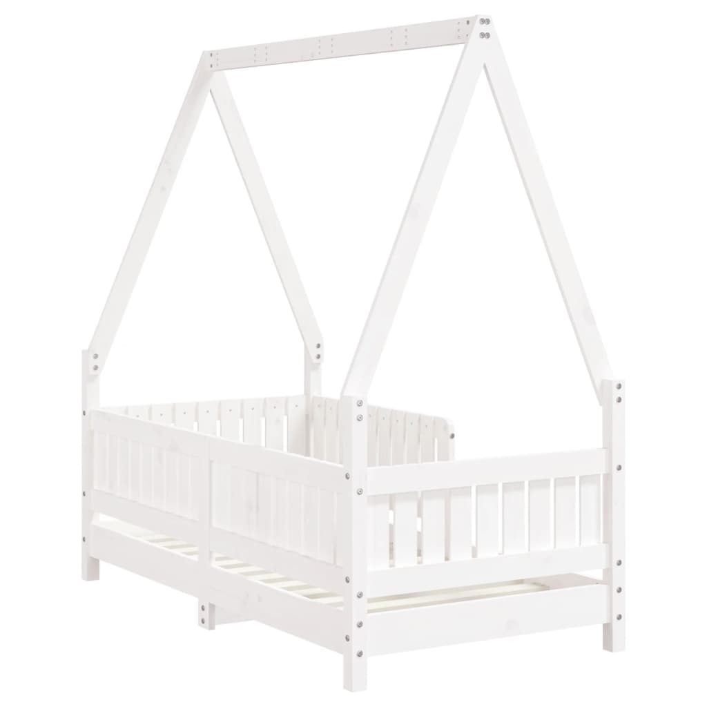Giroletto per Bambini Bianco 70x140cm in Legno Massello di Pino - homemem39