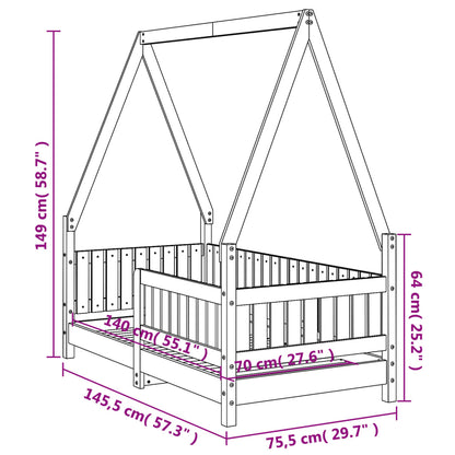Giroletto per Bambini Bianco 70x140cm in Legno Massello di Pino - homemem39
