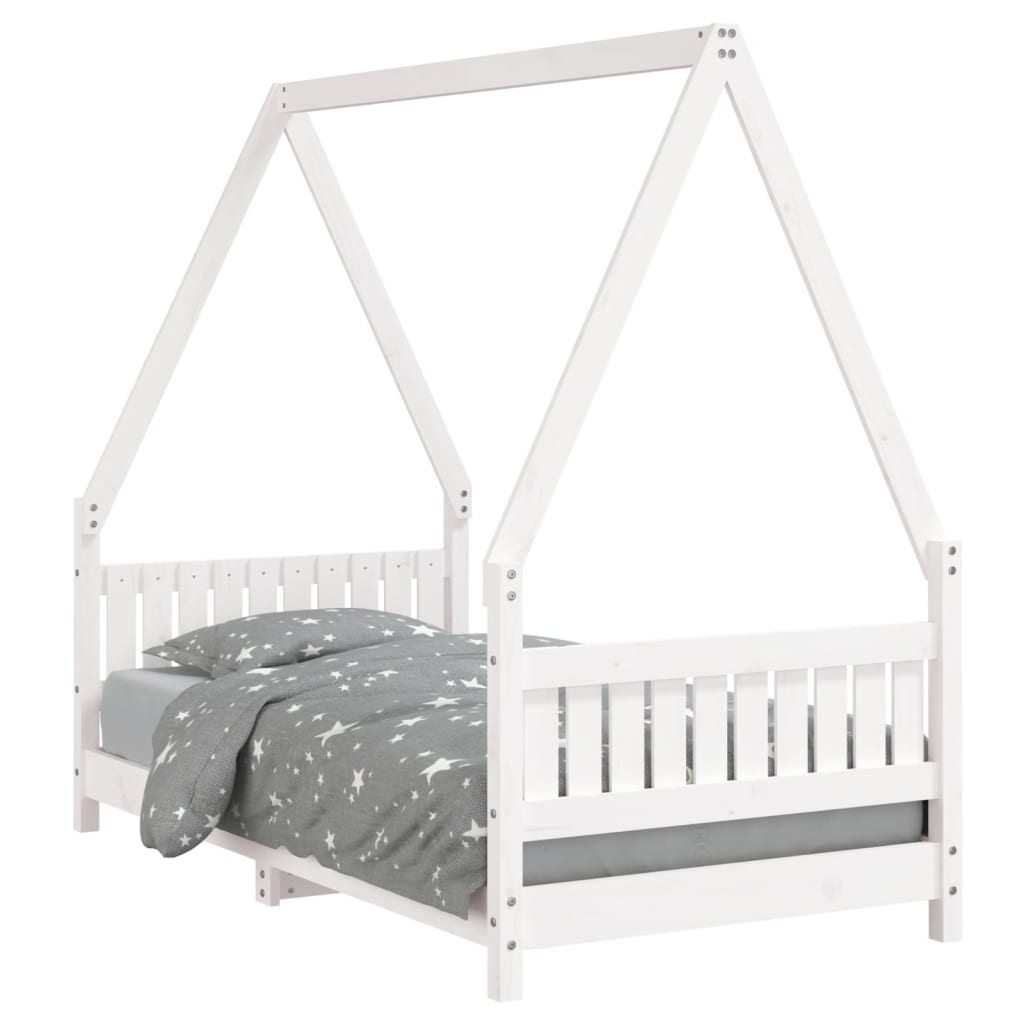 Giroletto per Bambini Bianco 80x160cm in Legno Massello di Pino - homemem39