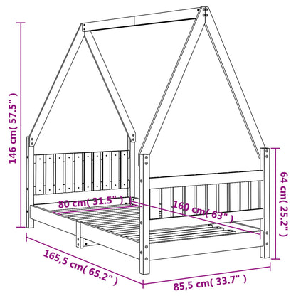 Giroletto per Bambini Bianco 80x160cm in Legno Massello di Pino - homemem39
