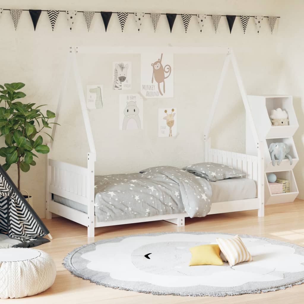 Giroletto per Bambini Bianco 80x160cm in Legno Massello di Pino - homemem39