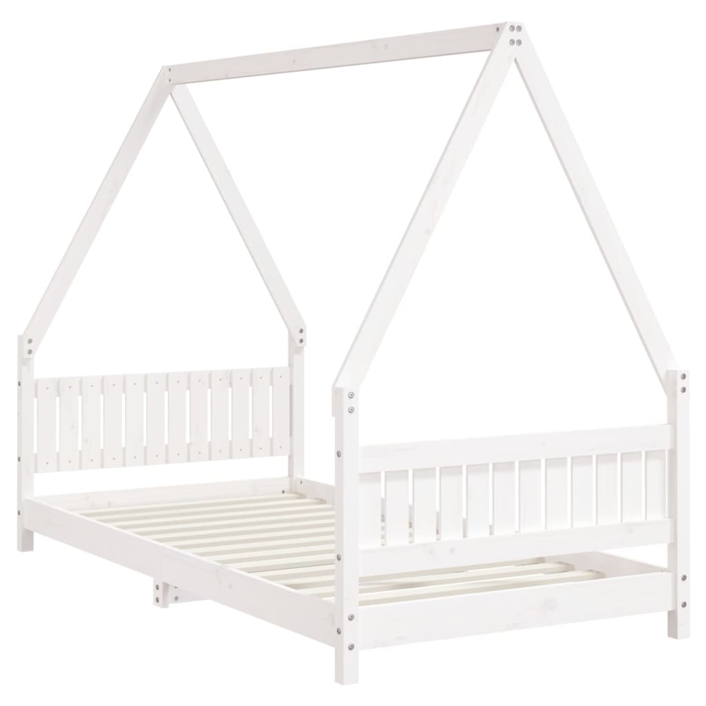 Giroletto per Bambini Bianco 90x190cm in Legno Massello di Pino - homemem39