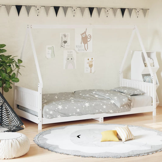 Giroletto per Bambini Bianco 90x190cm in Legno Massello di Pino - homemem39
