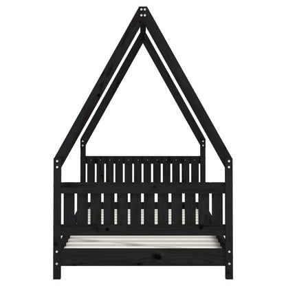 Giroletto per Bambini Nero 90x190 cm in Legno Massello di Pino - homemem39