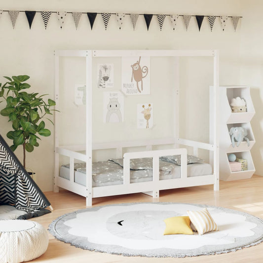 Giroletto per Bambini Bianco 70x140cm in Legno Massello di Pino - homemem39
