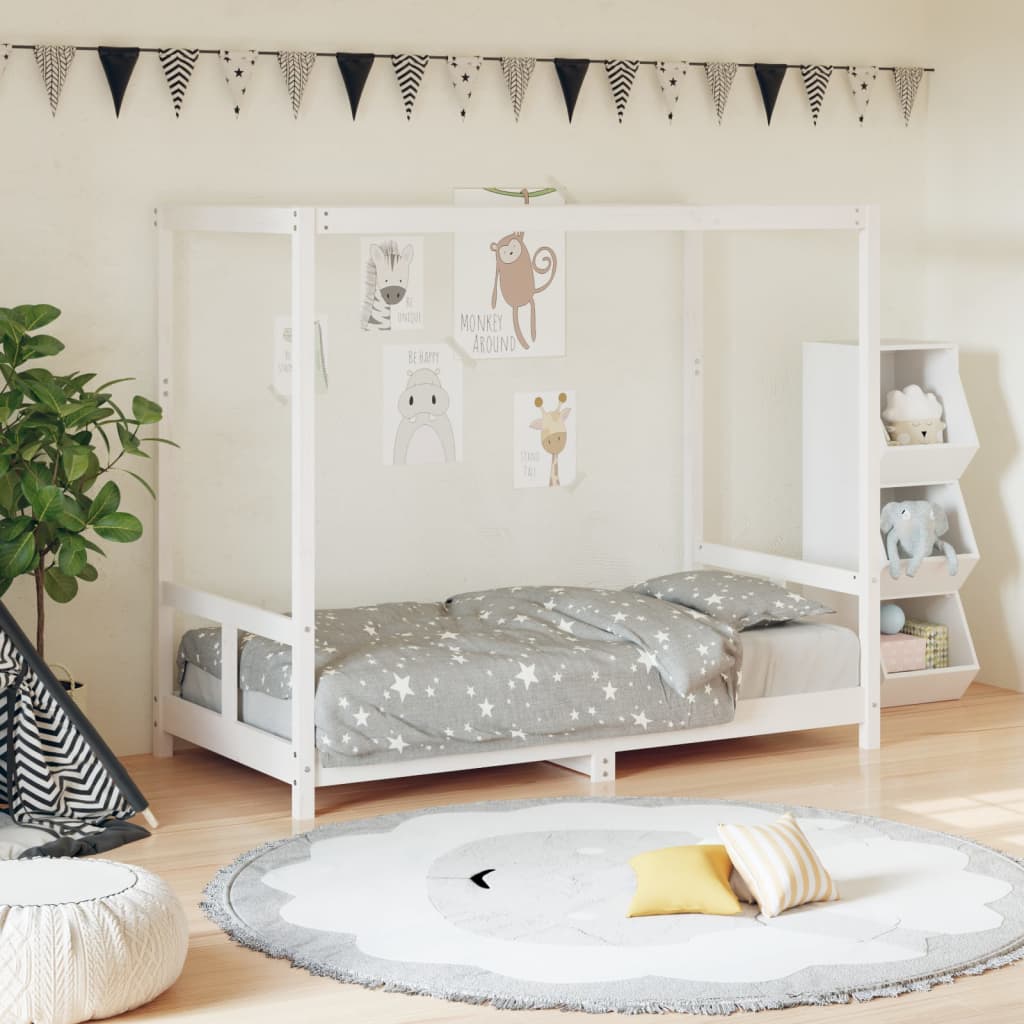 Giroletto per Bambini Bianco 80x160cm in Legno Massello di Pino - homemem39