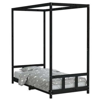 Giroletto per Bambini Nero 90x190 cm in Legno Massello di Pino - homemem39