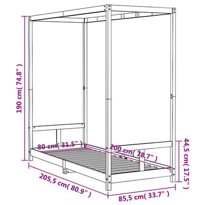 Giroletto per Bambini Bianco 80x200cm in Legno Massello di Pino - homemem39