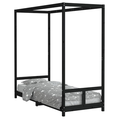Giroletto per Bambini Nero 80x200 cm in Legno Massello di Pino - homemem39