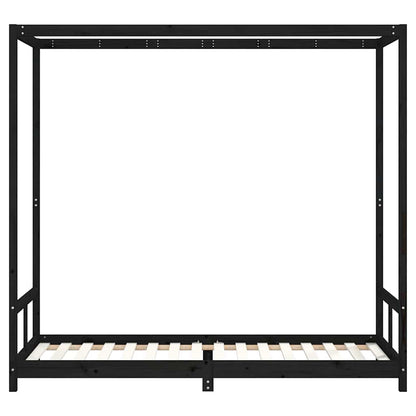 Giroletto per Bambini Nero 80x200 cm in Legno Massello di Pino