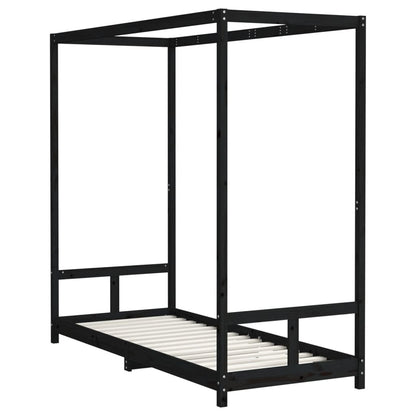 Giroletto per Bambini Nero 80x200 cm in Legno Massello di Pino - homemem39