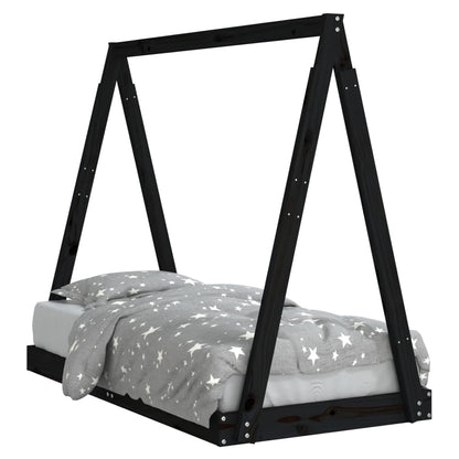 Giroletto per Bambini Nero 70x140 cm in Legno Massello di Pino - homemem39