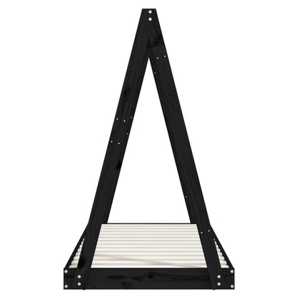 Giroletto per Bambini Nero 70x140 cm in Legno Massello di Pino - homemem39