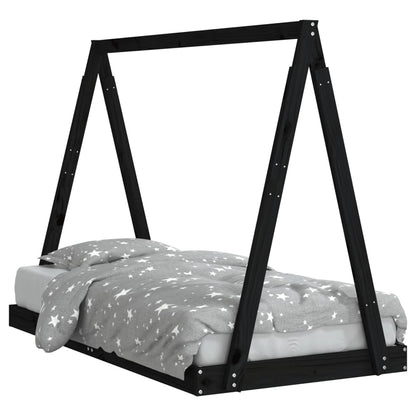 Giroletto per Bambini Nero 80x160 cm in Legno Massello di Pino - homemem39