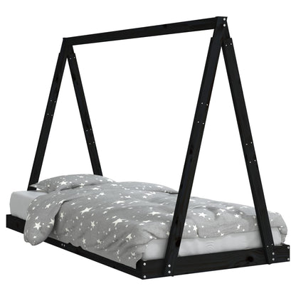 Giroletto per Bambini Nero 90x190 cm in Legno Massello di Pino - homemem39
