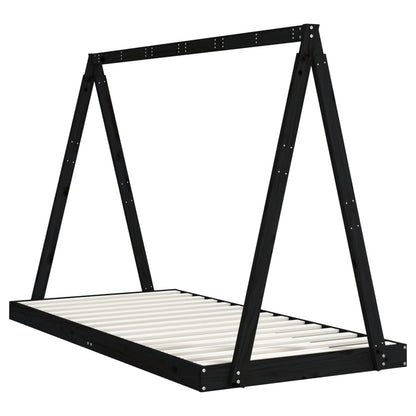 Giroletto per Bambini Nero 90x190 cm in Legno Massello di Pino - homemem39