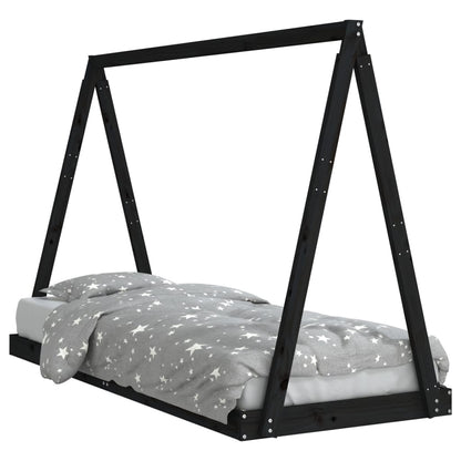Giroletto per Bambini Nero 80x200 cm in Legno Massello di Pino - homemem39
