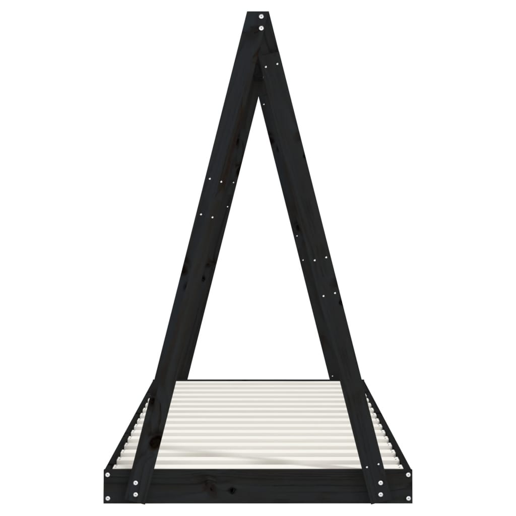 Giroletto per Bambini Nero 80x200 cm in Legno Massello di Pino - homemem39