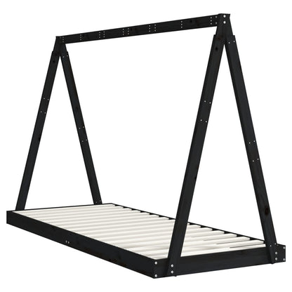 Giroletto per Bambini Nero 80x200 cm in Legno Massello di Pino - homemem39