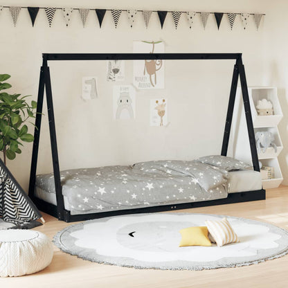 Giroletto per Bambini Nero 80x200 cm in Legno Massello di Pino - homemem39
