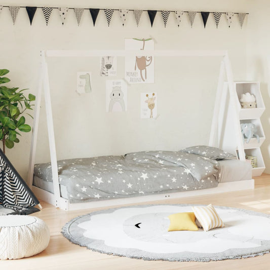 Giroletto per Bambini Bianco 90x200cm in Legno Massello di Pino - homemem39