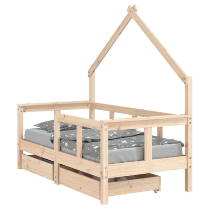 Giroletto Bambini con Cassetti 70x140 cm Legno Massello di Pino - homemem39