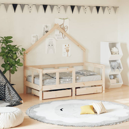 Giroletto Bambini con Cassetti 70x140 cm Legno Massello di Pino - homemem39
