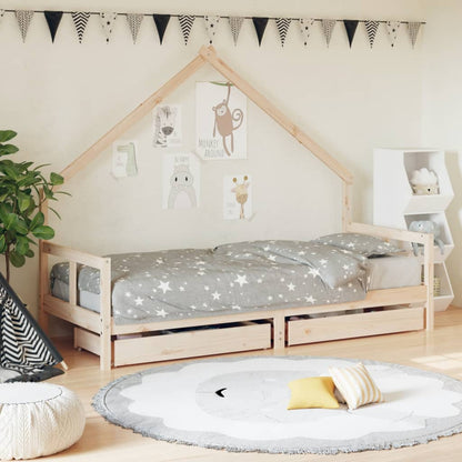 Giroletto Bambini con Cassetti 80x200 cm Legno Massello di Pino - homemem39