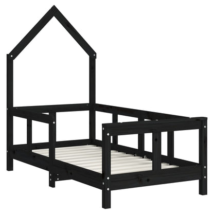Giroletto per Bambini Nero 70x140 cm in Legno Massello di Pino - homemem39