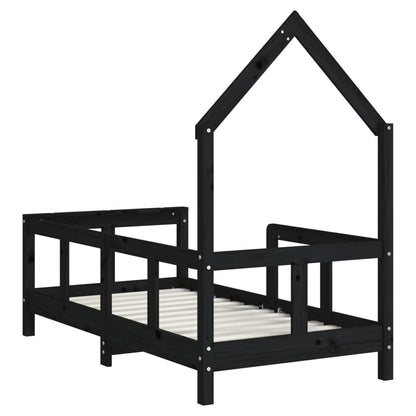 Giroletto per Bambini Nero 70x140 cm in Legno Massello di Pino - homemem39