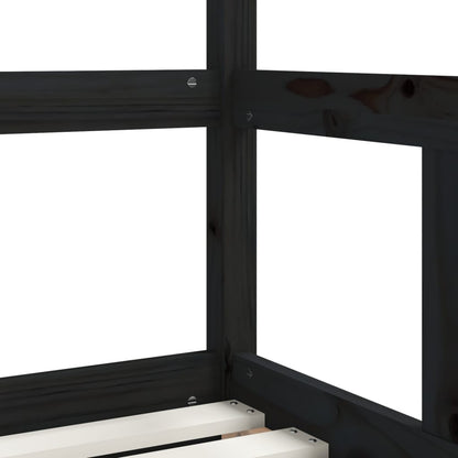 Giroletto per Bambini Nero 70x140 cm in Legno Massello di Pino - homemem39