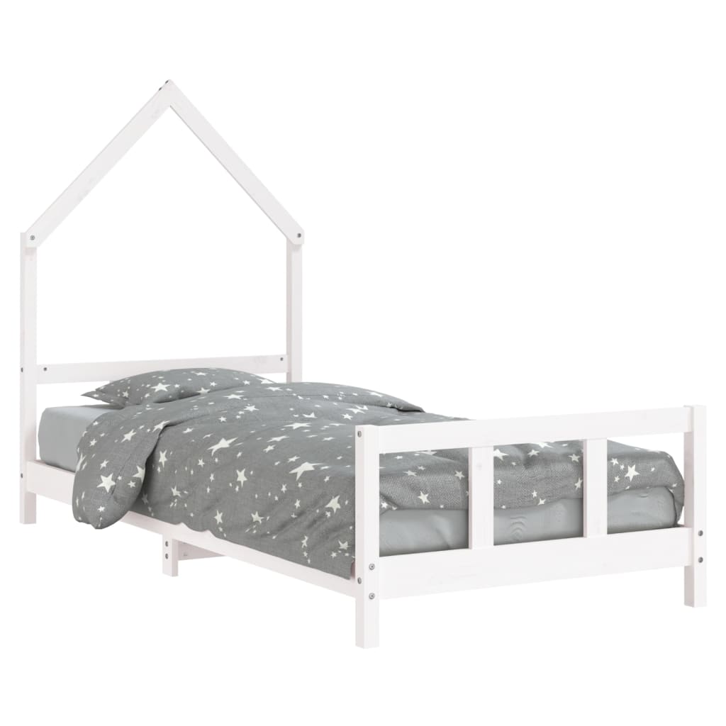 Giroletto per Bambini Bianco 90x190cm in Legno Massello di Pino - homemem39