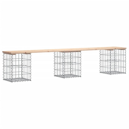 Panca Giardino Design Gabbione 203x31x42 cm Legno Massello Pino - homemem39