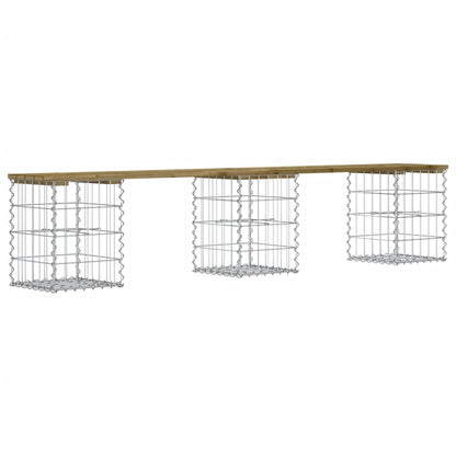 Panca da Giardino Design Gabbione 203x31x42 cm Pino Impregnato - homemem39