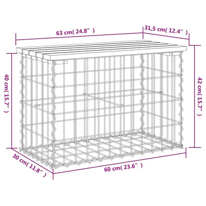 Panca Giardino Design Gabbione 63x31,5x42cm Legno Massello Pino - homemem39
