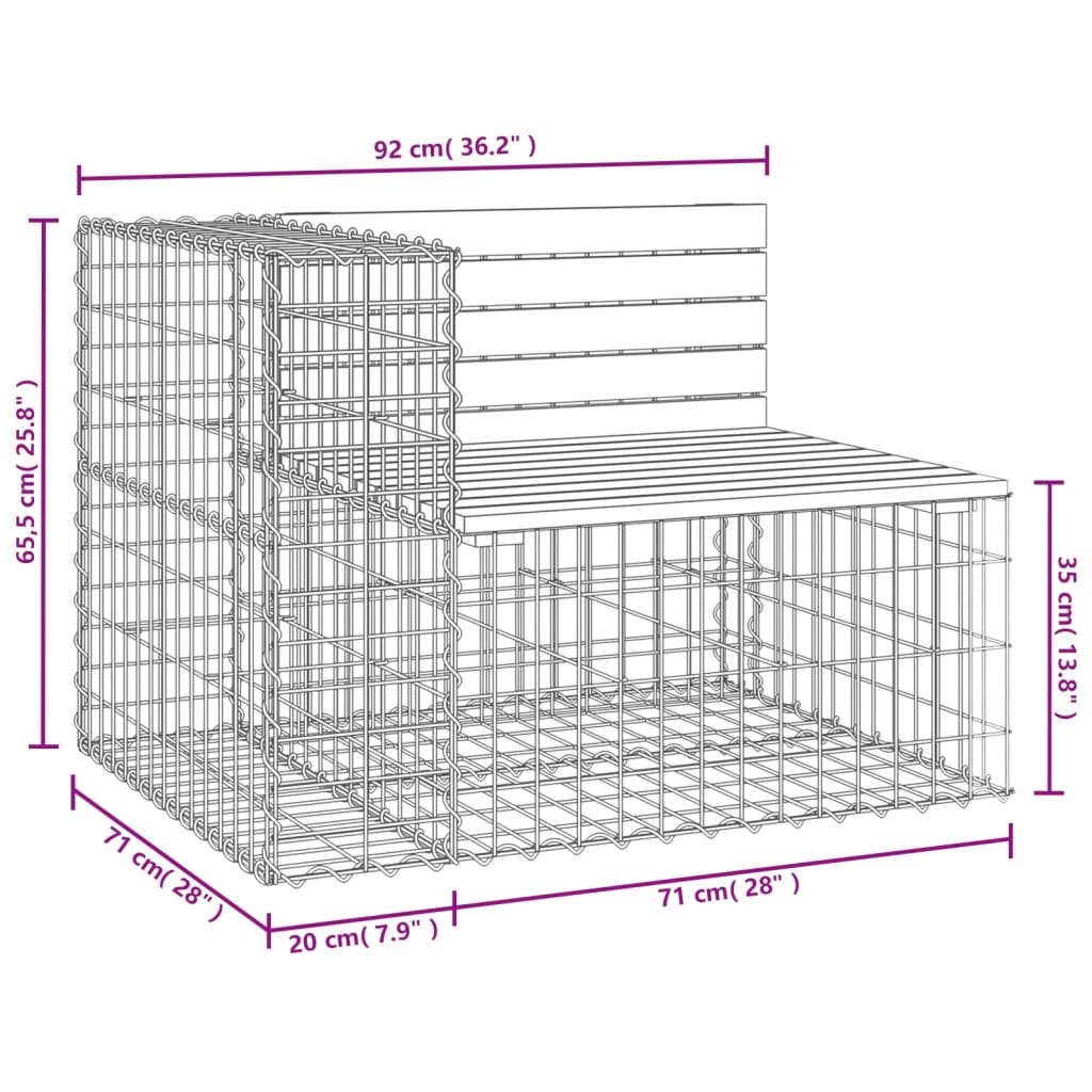 Panca Giardino Design Gabbione 92x71x65,5 cm Massello di Pino | homemem39