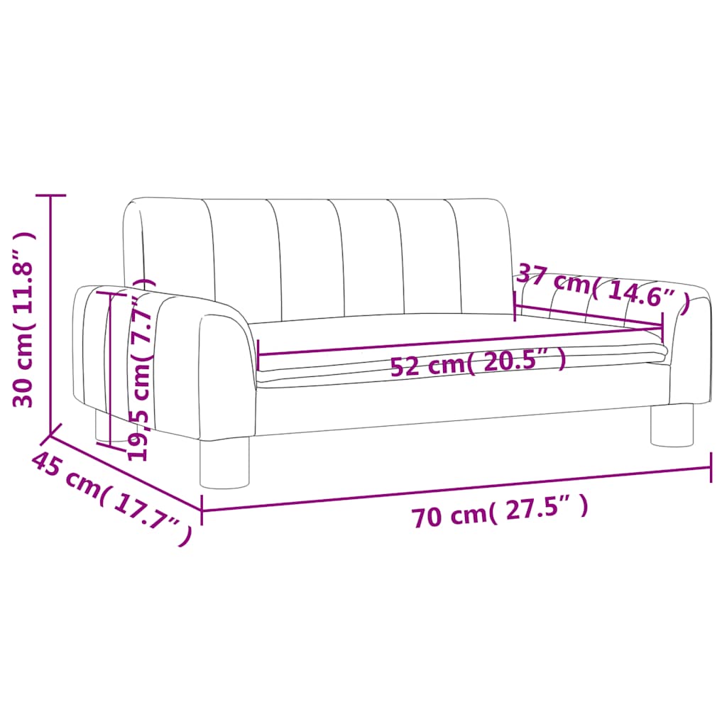 Divano per Bambini Grigio Scuro 70x45x30 cm in Tessuto | homemem39