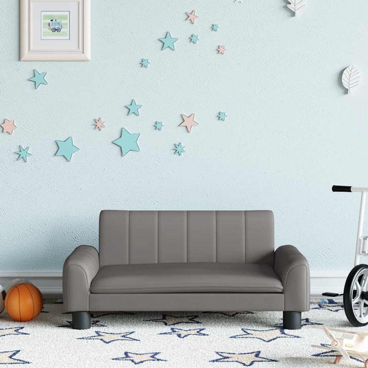 Divano per Bambini Grigio 70x45x30 cm in Similpelle - homemem39