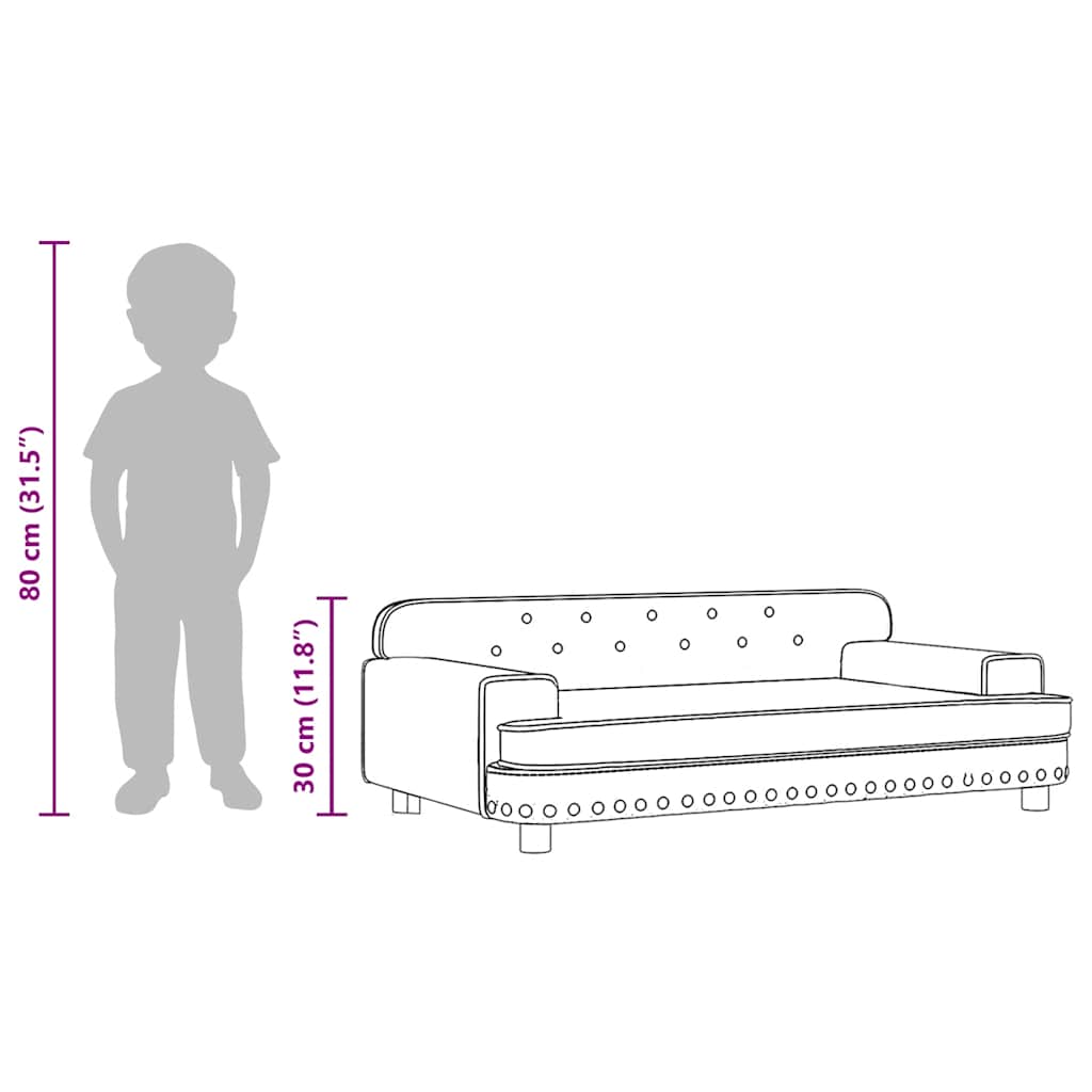 Divano per Bambini Grigio Chiaro 90x53x30 cm in Velluto | homemem39