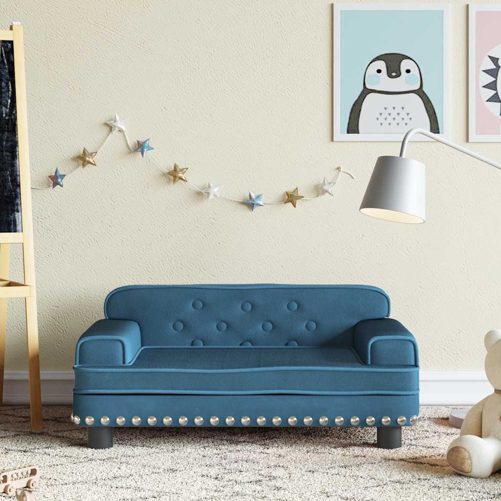 Divano per Bambini Blu 70x45x30 cm in Velluto | homemem39