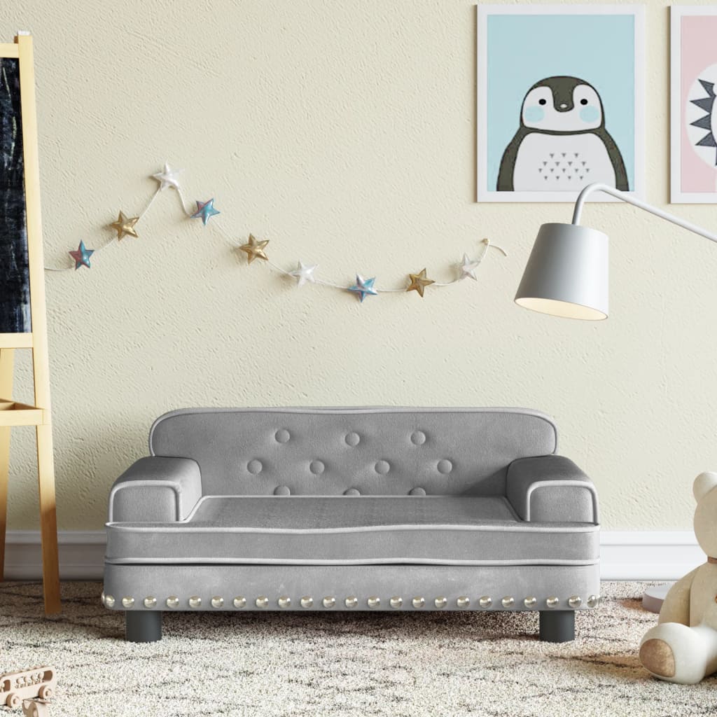 Divano per Bambini Grigio Chiaro 70x45x30 cm in Velluto - homemem39