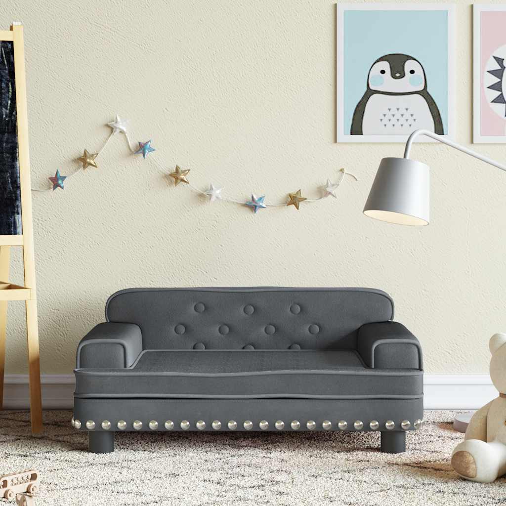 Divano per Bambini Grigio Scuro 70x45x30 cm in Velluto | homemem39