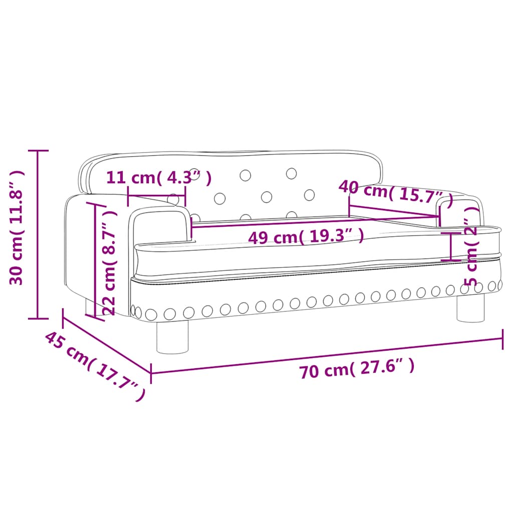 Divano per Bambini Rosa 70x45x30 cm in Velluto | homemem39