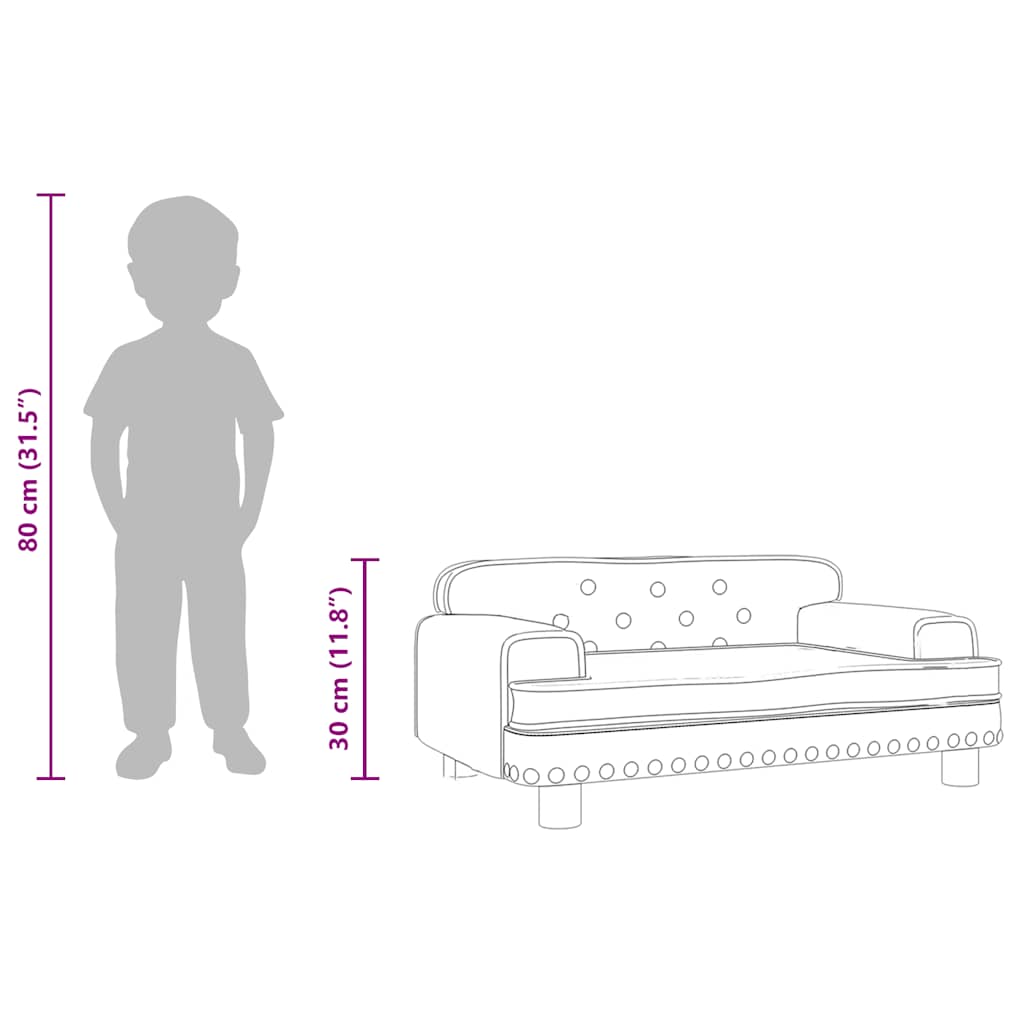 Divano per Bambini Grigio 70x45x30 cm in Similpelle | homemem39