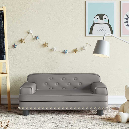 Divano per Bambini Grigio 70x45x30 cm in Similpelle - homemem39