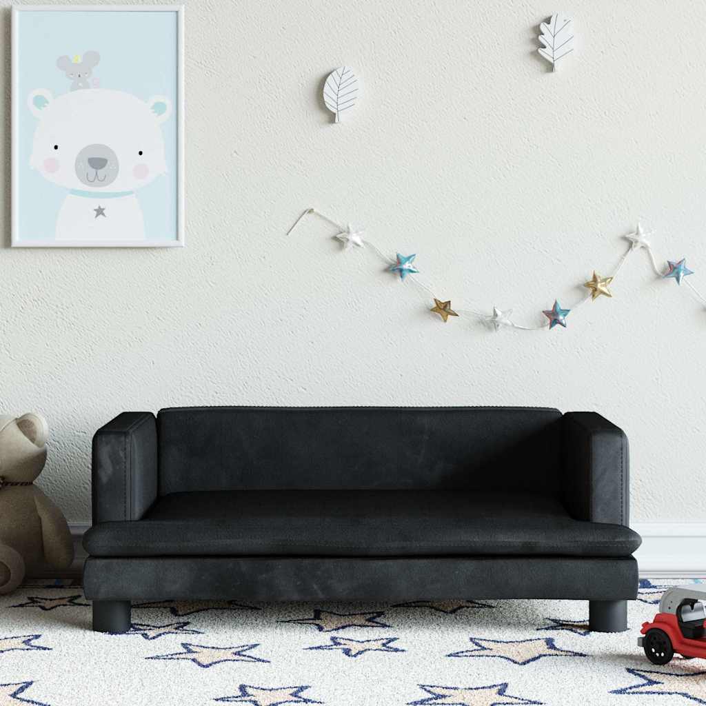 Divano per Bambini Nero 80x45x30 cm in Velluto | homemem39